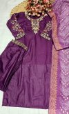 Vf 54 Rayon Slub With Embroidery Work Kurti With Bottom Dupatta